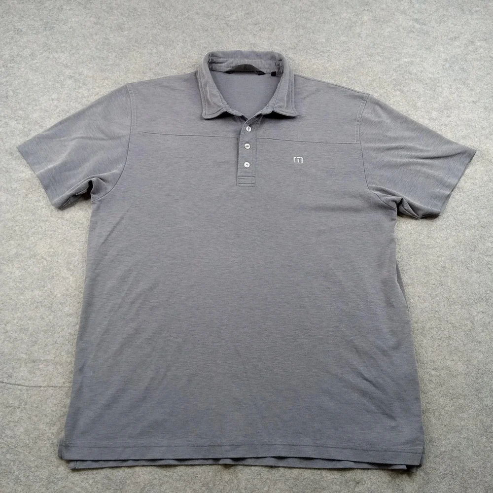 Travis Mathew Polo Shirt Mens XL Gray‎ Pima Cotton Golf Casual Performance